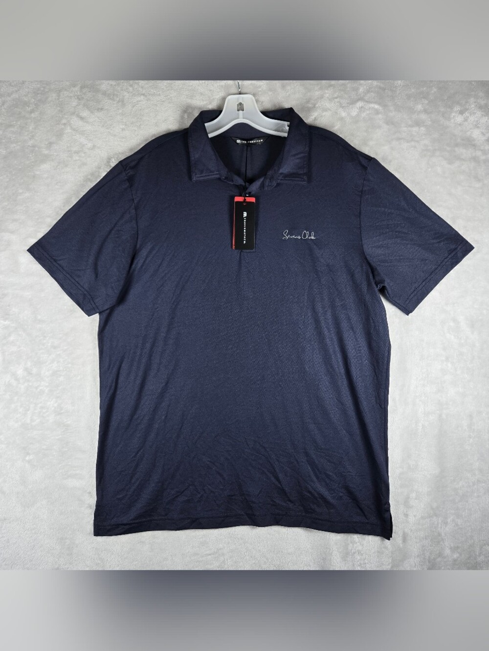 Travis Mathew Featherweight Performance Polo Mens Large Eclipse Navy Patch NWT
